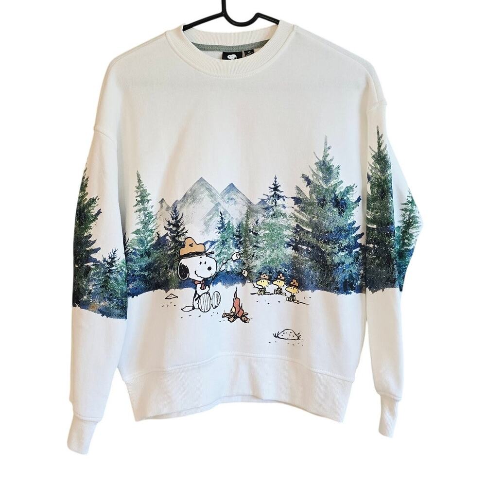 Peanuts snoopy camping sweatshirt size xs nwt